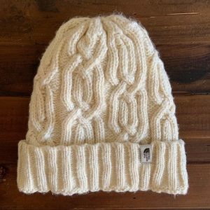 The North Face Cable Knit Lined White Beanie